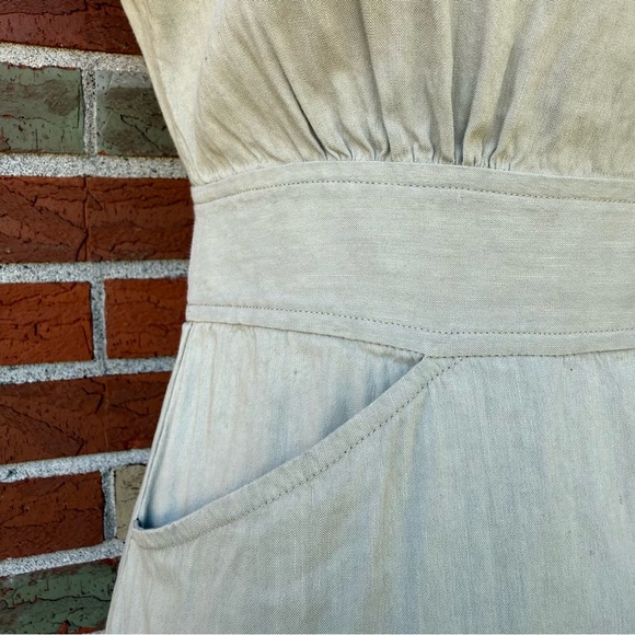 🔥 Theory Linen Cream Short Sleeve Midi Dress - Picture 5 of 11